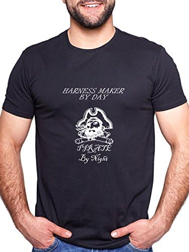 Harness Maker By Day Pirate By Night Personalised T Shirt Black Tee XL