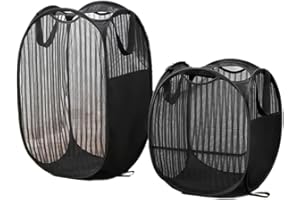 RUNFAR SHOP Pop Up Wäschekorb Faltbarer Wäschekorb 2 Stk Wäschetonne Wäschekorb klappbar mit Griff laundry basket Aufbewahrungskorb für Kinderzimmer Camping Und Reisen (schwarz 2pcs)
