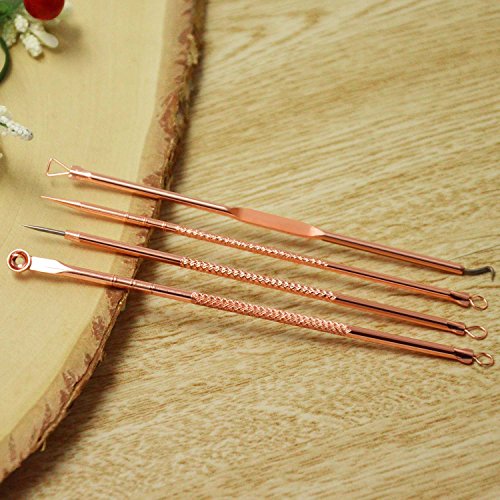 Mitesserentferner, Becoyou 4 Stücke Komedonenquetscher Set aus Edelstahl Pickel Extraktor Professionell Gesundheit Behandlung für Pickel Whiteheads Akne Extraktoren - 8