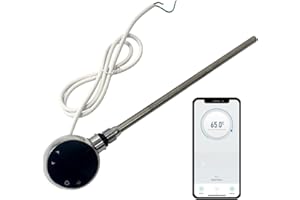 Greened House WiFi Electric Smart Heating Element for Towel Rails and Radiators with LED touchscreen Thermostat/Timer Energy Efficient (300w, Chrome)