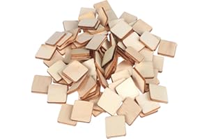 HugeDE 200 Pcs Wooden Squares, 25mm x 25mm, Craft Wood Sheets