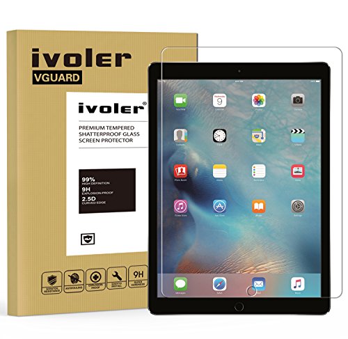 iPad Pro 12.9 Zoll Panzerglas Schutzfolie, iVoler® Premium Panzerglasfolie folie Displayschutzfolie Hartglas Gehärtetem Glas DisplayPanzerglas Schutzfolie Displayschutz Tempered Glass Screen Protector für Apple iPad Pro 12.9''- 0,3mm Dünn, 9H Härtegrad, 2.5D Abgerundete Kanten - [Kratzfest][Hohe Transparenz] [Fingerabdruck-frei][Blasenfrei]-Lebenslange Garantie