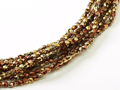 150pcs 2mm Czech Fire-Polished Faceted Glass Beads, Round, Crystal California Gold Rush