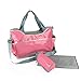 Yodo Easy Clean Shoulder Tote Diaper Bag for Mommy Baby with Detachable Bottle Holder, Pink Polka Dot