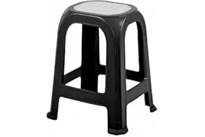 OMS HOME STORE Large Tall Plastic Garden Stool Stackable Outdoor Indoor Chair Stool or Table (Black)