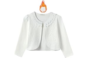 SMILING PINKER Girls' Long Sleeve Lace Bolero Cardigan Shrug