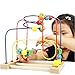 Baby Toddler Wooden Toys Mini Around Wooden Beads Maze Enlightenment Educational Toys Game Bauble -- Develop hand-eye coordination