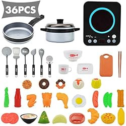 Yavso Lot de 36 Dinette Cuisine Enfant - Ustensile de Cuisine avec Casserole - Jeu d'imitation - Set de Cuisine Cadeau pour Bébé et Enfant