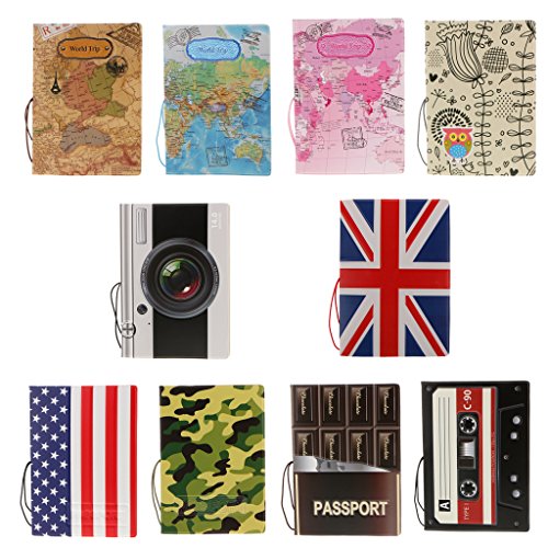 Porte-Passeport-en-Cuir-PVC-de-Motifs-Divers-Etui-de-Passeport-Accessoire-de-Voyage
