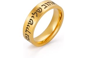 LIKGREAT Ebraico Ebraico Anelli Incisi Benedizione Banda Anello Ebraismo Cabala Anelli Religiosi Fortuna Protezione Amuleto Gioielli in Acciaio Inox Regali per gli Uomini le Donne