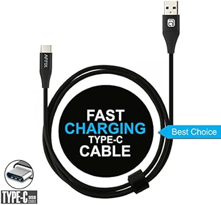 Affix 2.4 Amp 1M Type-C USB Data Sync & Fast Charging Cable for Type C Devices (Black)