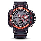 Multifunktional Stilvolle Gesunde Lifestyle Sport Uhren, Y56 sbao s-8008 Herren Jugendliche Jungen Digital Outdoor Sport wasserdicht multifunktional Creative Elektronische Uhren mit LED Digital Stoppuhr/Alarm Funktion/Luminous Display/zeitpunktmessung, rot