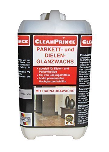 CleanPrince2 Liter /2000 ML Parquet Wax Floor Board and Gloss with Carnauba Sealer Dispersion for Waterproof Coverings Specifically Parquet, Without Solvent, Also Ideal as Wiping Cleaning, Forms