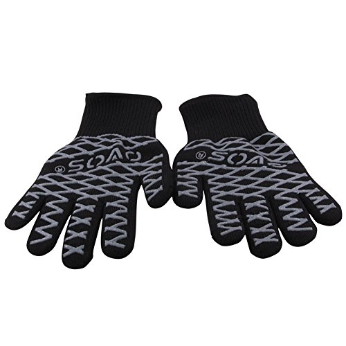 OVOS Grillausrüstung 932 ° f extrem hitzebeständige Topflappen-EN407 zertifizierte Grill-Handschuhe zum Kochen Aramid-Handschuhe mit rutschfesten schwarzen Silikon - 3