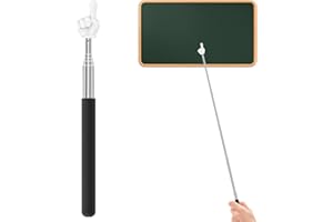 PEAPIN 1PCS Retractable Teacher Pointer, White Extendable Classroom Pointer Stick for Teaching, Presentations & Lectures Durable Instructional Tool for Educators