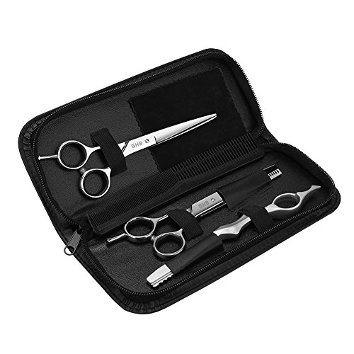 GHB 4er Haarscheren Set Friseurschere Effilierschere für Profi Friseure und Privat aus Edelstahl mit Kästchen 6 Zoll - 9