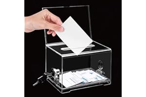 SKJJL geldkassette abschließbar, acrylbox spendenbox abschließbar, Aufbewahrungsbox Abschließbar, Abschließbare Spendenbox Losbox Aus Acrylglas Mit Schloß, Gewinnspielbox Für Kommentare, Stimmzettel