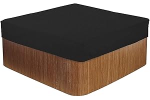 LDIW Outdoor Square Hot Tub Cover, Waterproof Dustproof Anti-UV 190T Polyester Fabric SPA Bath Pool Cover,Black,215x215x30cm