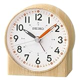 Seiko Lumibrite Wecker mit Holzmuster, Orange, 9 x 5,3 x 9,7 cm