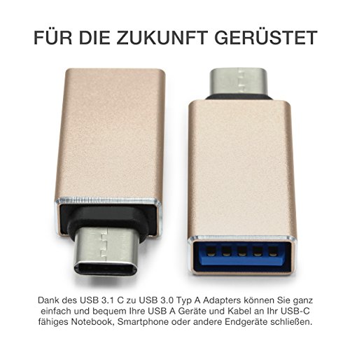 Urcover® USB-C auf USB 3.0 A OTG Adapter / Konverter Umwandler von USB Type-C Input in Micro-USB für Typ-C Geräte wie MacBook Pro , MacBook (2015) , ChromeBook Pixel , Nexus 5X , Nexus 6P , Nokia N1 , OnePlus 2 und weiter [Gold] - 2