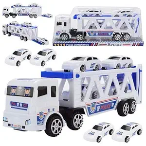 BDJ ENTERPRISE New Toys Police Truck with 4 Mini Police Cars Toy Vehicles for Children (Multi)