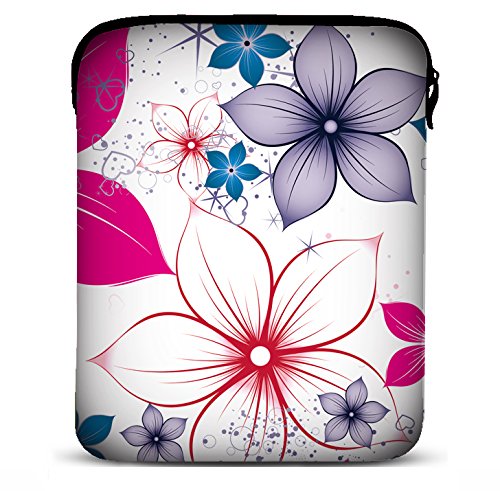 MySleeveDesign - Funda Universal de Neopreno para iPad Pro 9.7, Air 2 y Tablet de 9.7/10 / 10,1 Pulgadas - Varios DISEÑOS Y Colores - Pink Flowers