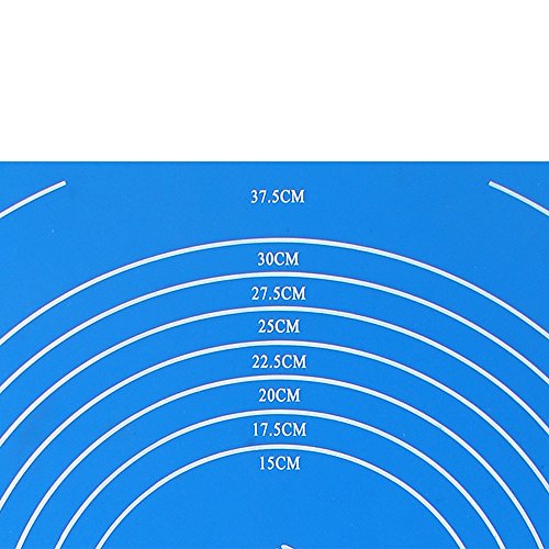 Silikon Matte, Silikon Ausrollmatte mit Maßeinheiten Backmatte ,Große Teigmatte für Ihre Pizza, Teig, Fondant, Pasteten (50 * 40 cm) – Blau - 3