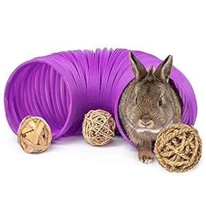 Niteangel Fun Tunnel with 3 Pack Play Balls for Guinea Pigs, Chinchillas, Rats and Dwarf Rabbits (Purple)