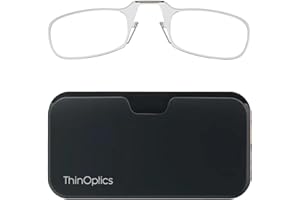 ‎THINOPTICS ThinOptics Okulary do czytania 2.0 przezroczyste ramki z uniwersalną kompaktową obudową - kompaktowe składane okulary do czytania o sile 2.0 z technologią Flex-Fit