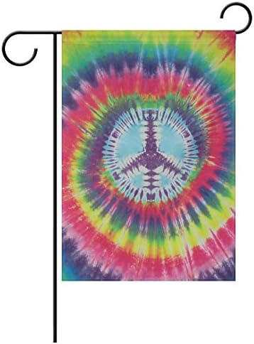 LIANCHENYI No War Peace Sign Tie Dye Double Sided Family Flag Polyester Outdoor Flag Home Party Decro Garden Flag 28x40 in