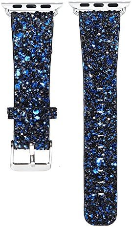 Glitter Apple watch band, Xingzhao Christmas Shiny Glitter Leather Bling Luxury iWatch Band Wristwatch Bracelet Strap Belt for Apple Watch Series1, Series2, Series3(38mm BAB)