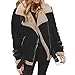 Produktbild Damen Biker Jacke,Felicove Frauen Faux Pelz Fleece Mantel Revers Biker Motor Lederjacke Warme Outwear Aviator Jacke Basic Softshelljacken Schwarz Damen Jeansjacke Elegant Mantel (Schwarz, XXL)