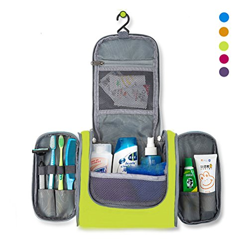 Kulturtasche Reise Kulturbeutel Zum Aufhängen für Frauen & Männer Kosmetiktasche mit Henkel Faltbar Wasserresistente Waschtasche mit vielen Fächern kostenlosen Bonus Reise Silikon Flaschen Set - 6