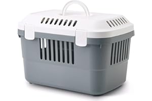 PETGARD Trasportino per porcellini d'India, conigli, gatti, roditori e cani di piccola taglia, colore: Bianco/Grigio