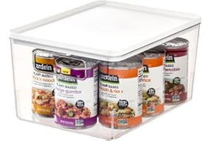 INTERDESIGN iDesign Organizer cassetti, Organizer cucina dalla serie di Rosanna Pansino, Organizer bagno in plastica riciclata con manici e coperchio, trasparente e bianco