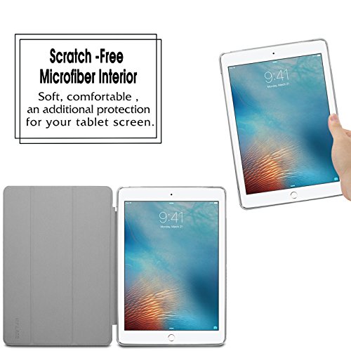 iPad Air 2 / iPad 6 Hülle, Infiland Ultra Dünn Tri-Fold Smart-Muschel PU Leder Ultra Schlank Superleicht Ständer Smart Shell Cover Schutzhülle Etui Tasche für Apple iPad Air 2 (2014 Modell)/ iPad 6(mit Auto Schlaf / Wach Funktion)(Transparent Weiß) - 8