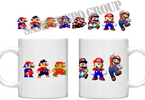 Mario, Mario Bros, Mario Brothers, Super Mario, GPO Group Exclsuive Design Super Mario Bros, Evolution Of Mario, Microwave Dishwasher Safe 11oz Mug Cup
