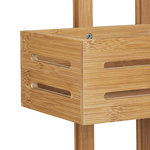 Relaxdays Duschregal Bambus H x B x T: 65 x 28 x 15,5 cm Duschablage aus Holz als Hängeregal Dusche mit 3 Ablagen Duschkorb als Badregal zum Hängen und rostfreier Badschrank sowie Badablage, natur - 6
