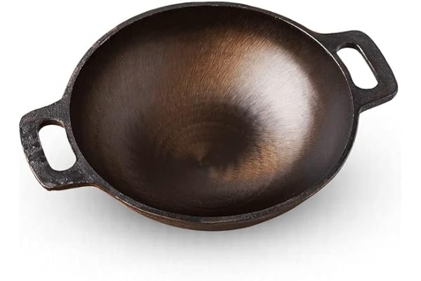 The Indus Valley Super Smooth Cast Iron Kadai Medium, 25.4cm/10 inch, 2.5Ltr, 2.4kg Nonstick, Pre-Seasoned Kadhai, 100% Pure & Toxin-Free, No Chemical Coating