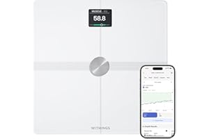 Withings Body Smart - Bascula de baño con Composición Corporal Avanzada (Peso, Grasa Corporal, Músculo, Masa Ósea, Agua, Índice de Grasa Visceral), balanza peso corporal WiFi, hasta 8 usuarios