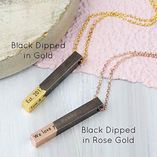 Personalised Bar Necklace (Black Dipped in Rose Gold / 1 Side)