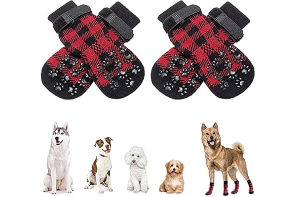 PETANGEL Double Sided Anti-Skid Knit Socks for Big Dogs Traction Control Non-Slip Pet Paw Protectors with Grips for Medium Large Dogs Soft Comfortable, Better Control on Hardwood Floor