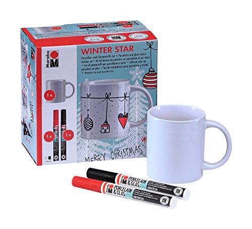 Marabu Porcelain Glas Painter TassenSet ´WINTER STAR´