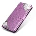 Produktbild PU Ledertasche Hülle für Galaxy J710, SevenPanda Luxus Bling Diamant Glitter Kristall Rhinstone 3D Kamelie Blumenmuster Juwelen Premium Magnetverschluss Flip Folio Stand Stoßfest Schutz Kartensteckplatz Halter Standplatz-Abdeckung Glänzende Ganzkörperl Handyhülle für Samsung Galaxy J7 2016 - Lila