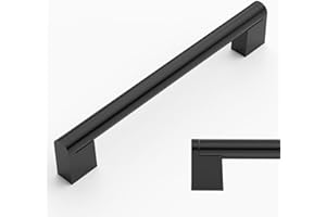 Amerdeco 10 Stück Möbelgriffe Edelstahl Schwarz 160mm Lochabstand Schrankgriffe für Küche, Schubladen & Kleiderschrank UK0038