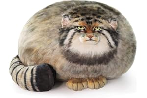 XIAOHONG Chubby Steppe Cat Pillow, 18'' Pallas Cat Plush Pillow, Cute Steppe Cat Stuffed Animal Soft Plushie, Kitten Plush Throw Pillow Doll Big Plush Toy Gift for Girls Boys Girlfriend