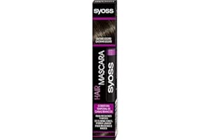SYOSS Hair Mascara (16 ml), Cepillo cubre canas para mechones y raíces, retoca raíces instantáneo, máscara para coloración temporal, tono castaño oscuro
