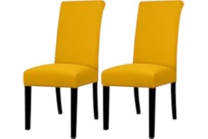 Lellen Dining Chair Covers Set of 2, Stretch Chair Covers Dining Chair Slipcovers Removable Washable Reusable Home & Kitchen Decor Protector Dining Room Chair Covers,Golden