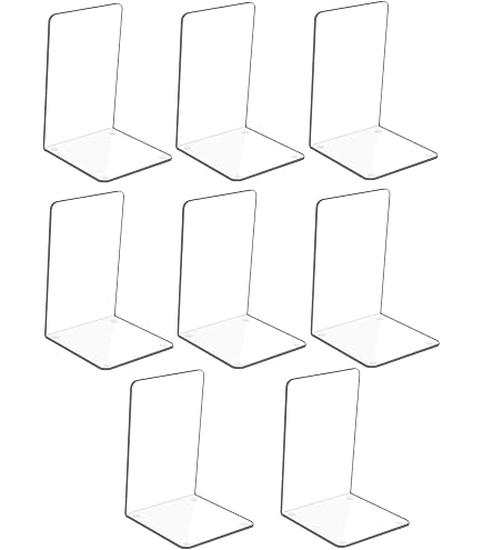 STARVAST Lot De 10 Serre-Livres Acrylique Transparent - Support Livre Antidérapant Pour Étagère/Bureau