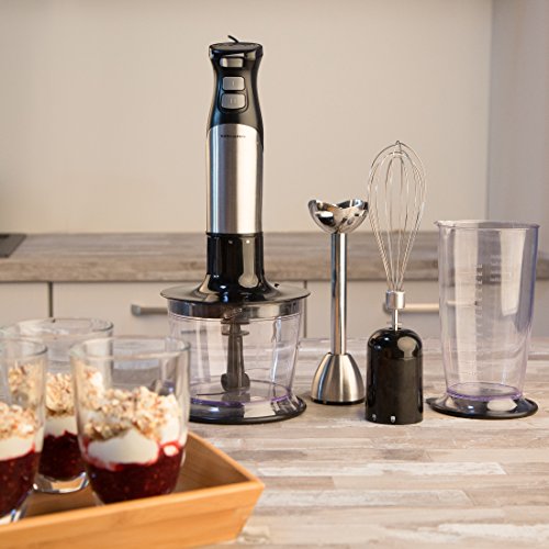 Ultratec 3-in-1 Stabmixer mit Zubehör-Set / Zerkleinerer, Pürierstab und Rührbesen / inklusive Zubehör / Edelstahl & Schwarz / 600 Watt / 16.500 U/min. - 7